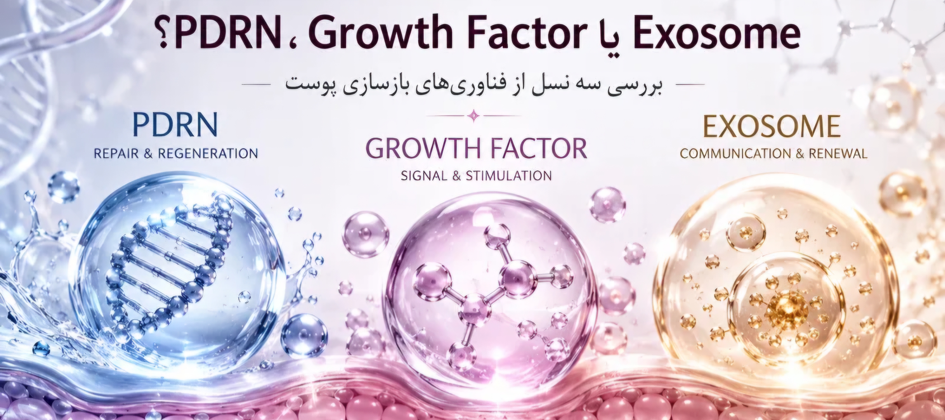 ✨PDRN، Growth Factor یا Exosome؟ بررسی سه نسل از فناوری‌های بازسازی پوست